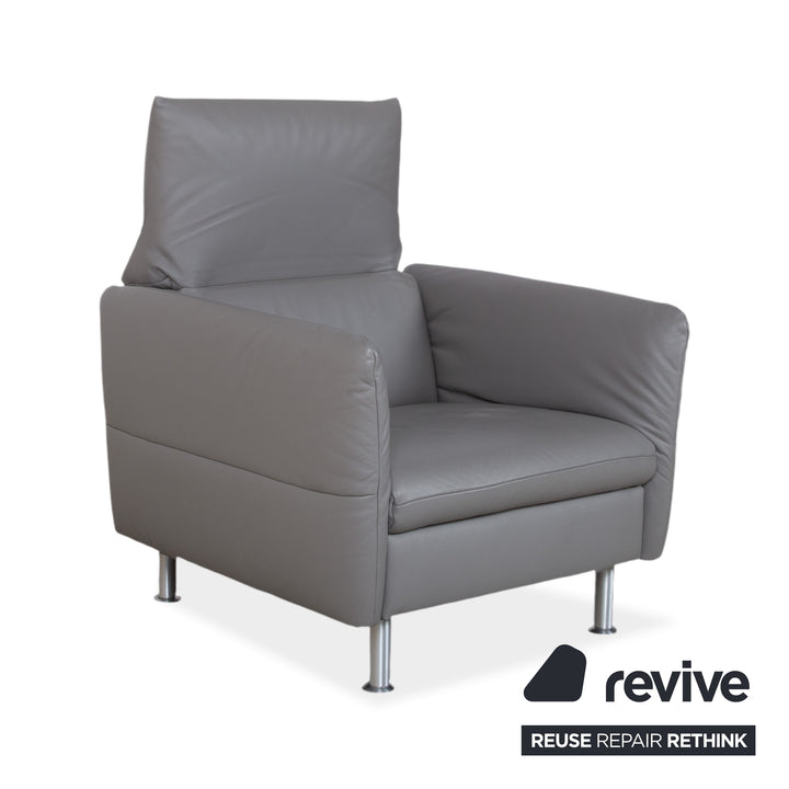 Koinor Elena Leder Sessel Grau manuelle Funktion Sofa Couch
