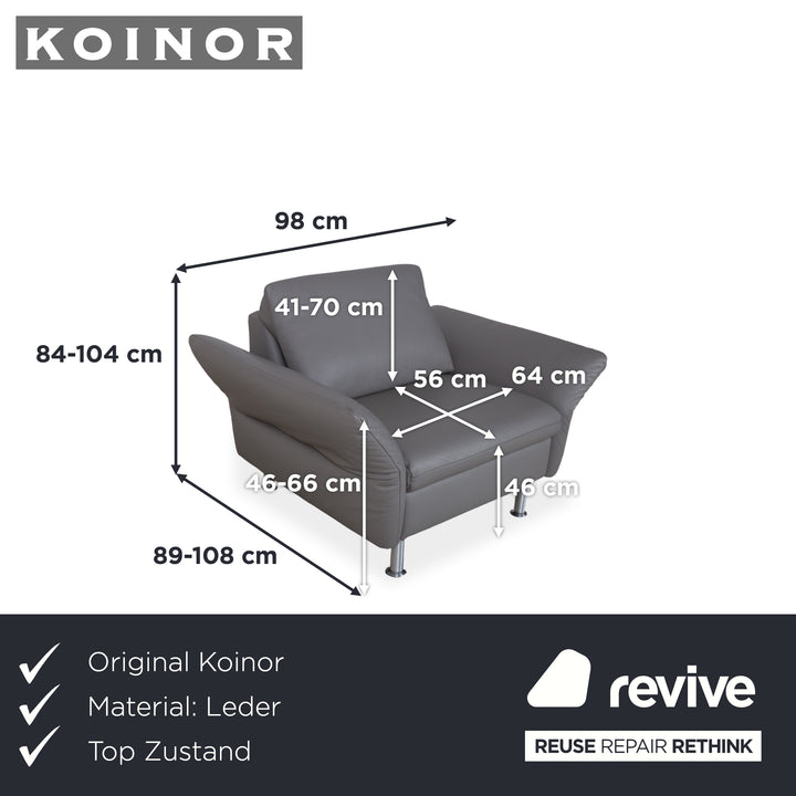 Koinor Elena Leder Sessel Grau manuelle Funktion Sofa Couch