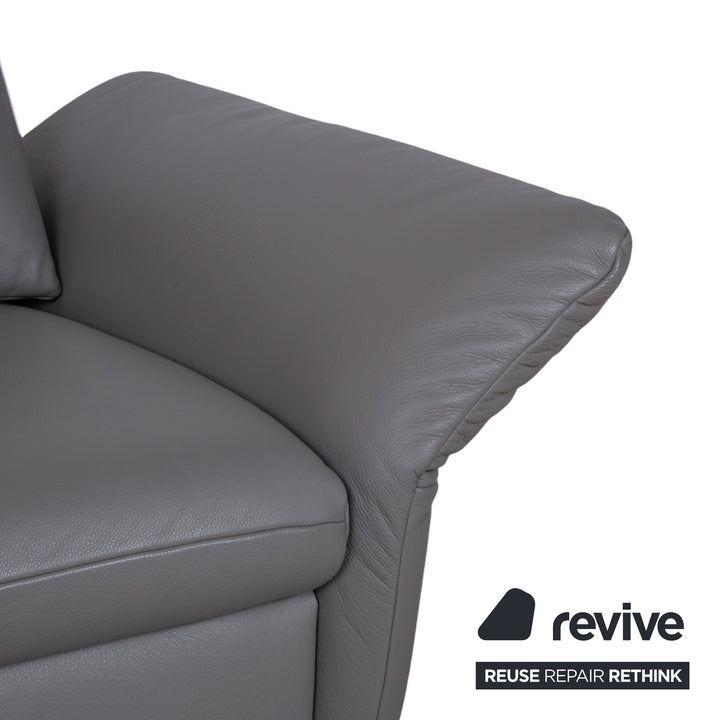 Koinor Elena Leder Sessel Grau manuelle Funktion Sofa Couch