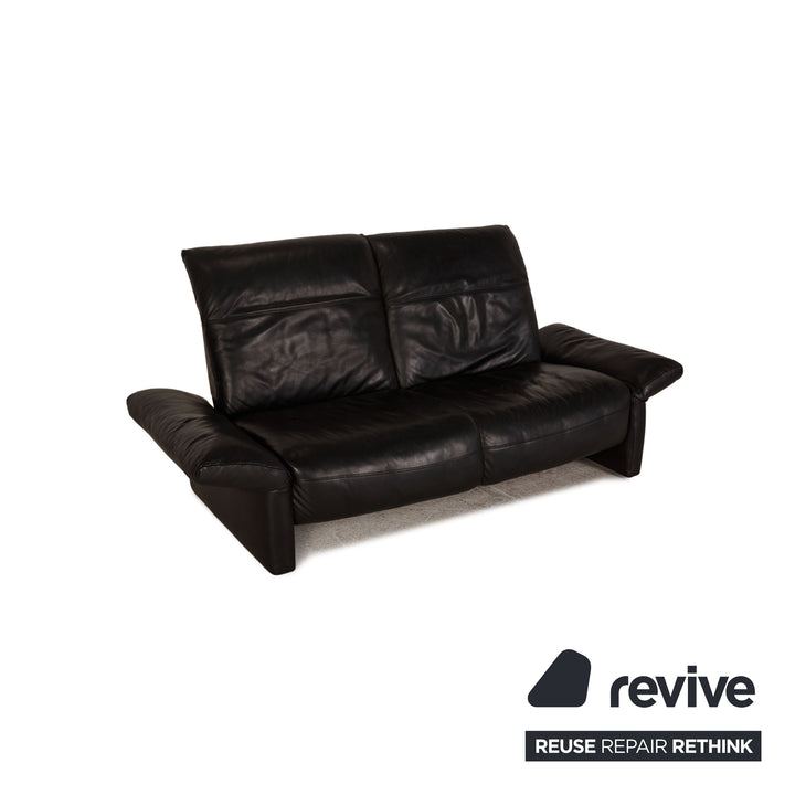 Koinor Elena leather sofa black three-seater couch relax function