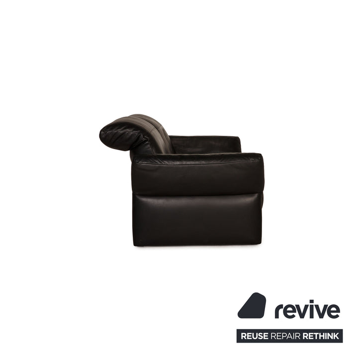 Koinor Elena leather sofa black three-seater couch relax function