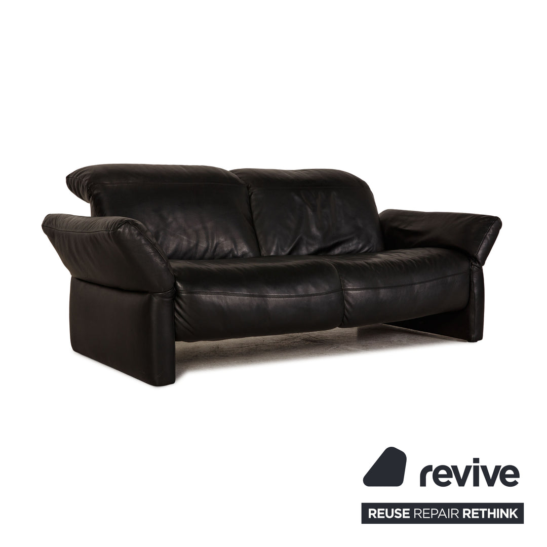 Koinor Elena leather sofa black three-seater couch relax function