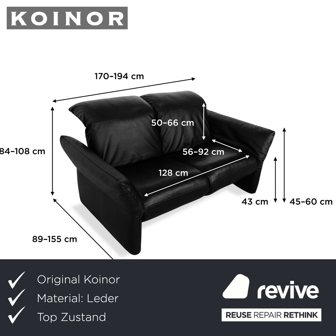 Koinor Elena Leder Zweisitzer Sofa Couch Schwarz elektrische Funktion