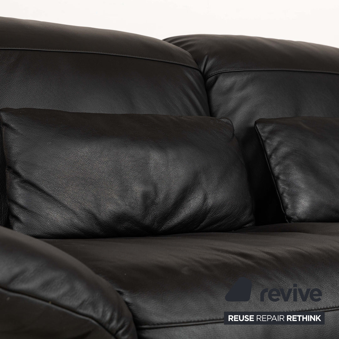 Koinor Elena Leather Two-Seater Black Manual Function Sofa Couch