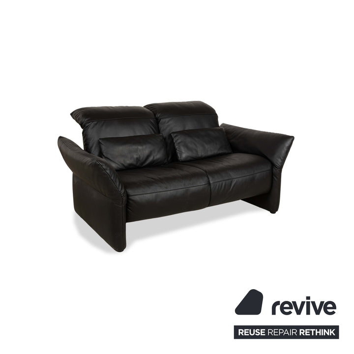 Koinor Elena Leather Two-Seater Black Manual Function Sofa Couch