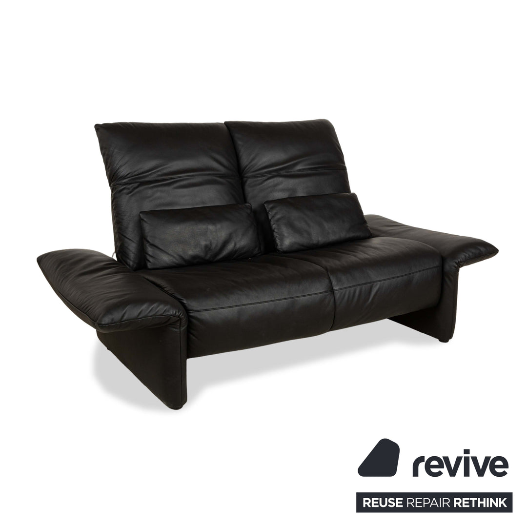 Koinor Elena Leather Two-Seater Black Manual Function Sofa Couch