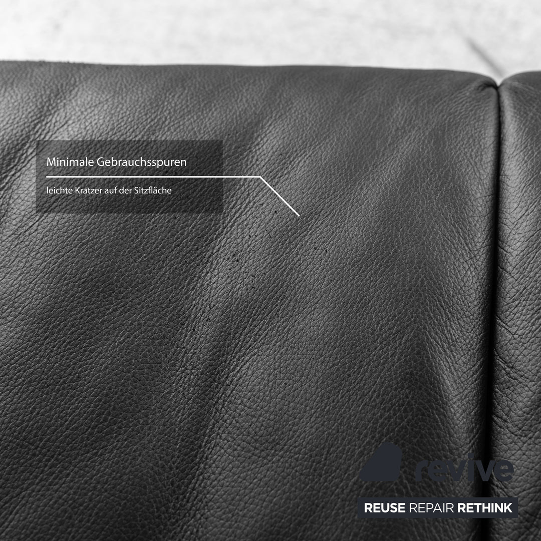 Canapé deux places en cuir Koinor Elena Noir fonction électrique