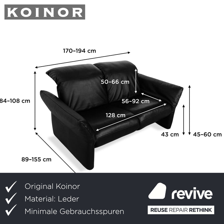 Canapé deux places en cuir Koinor Elena Noir fonction électrique