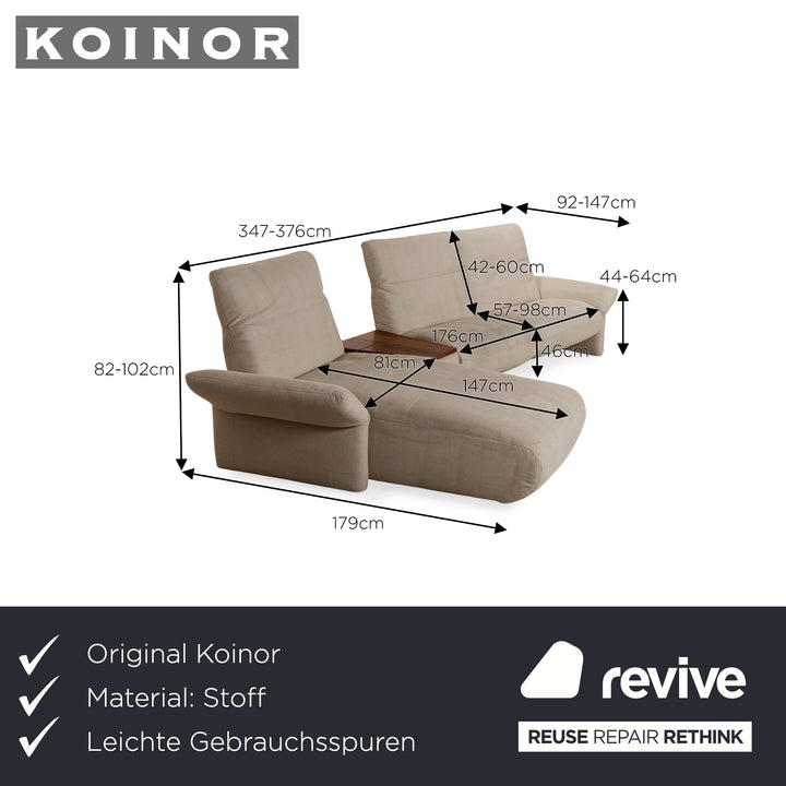 Koinor Elena Stoff Ecksofa Recamiere Links Creme Beige elektrische Funktion