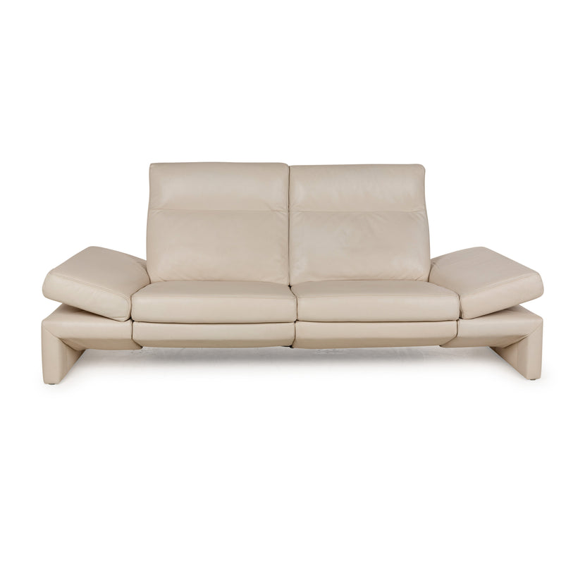Canapé deux places en cuir crème Koinor Eleonora avec fonction électrique