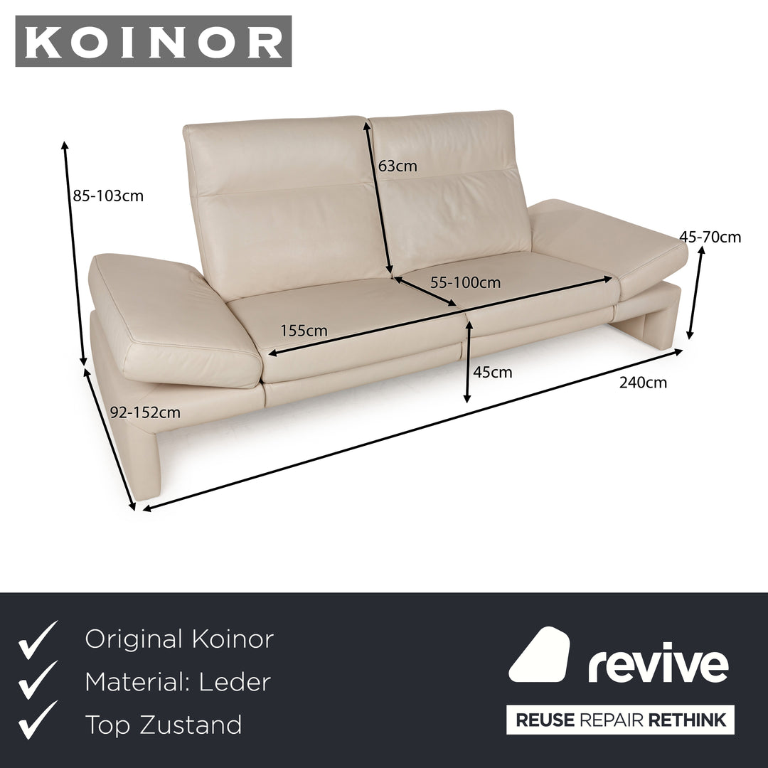 Koinor Eleonora Leather Two-Seater Cream Sofa Couch Electric Function Sofa Couch