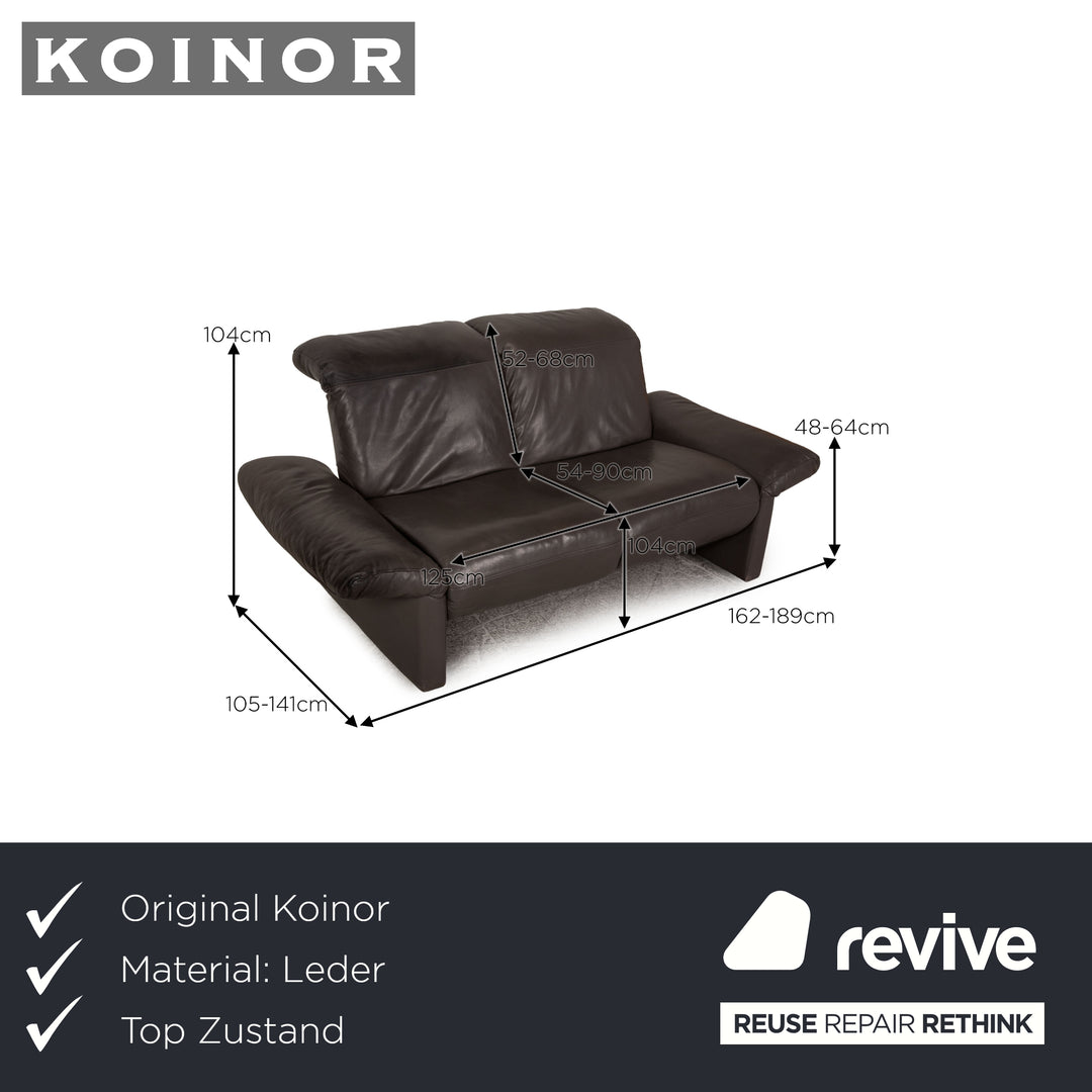 Koinor Enzo Leder Zweisitzer Anthrazit Sofa Couch elektrische Funktion