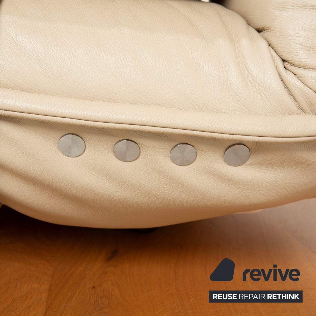 Koinor Epos 2 corner sofa, left-hand version, leather cream, metal feet, three-seater, electric function