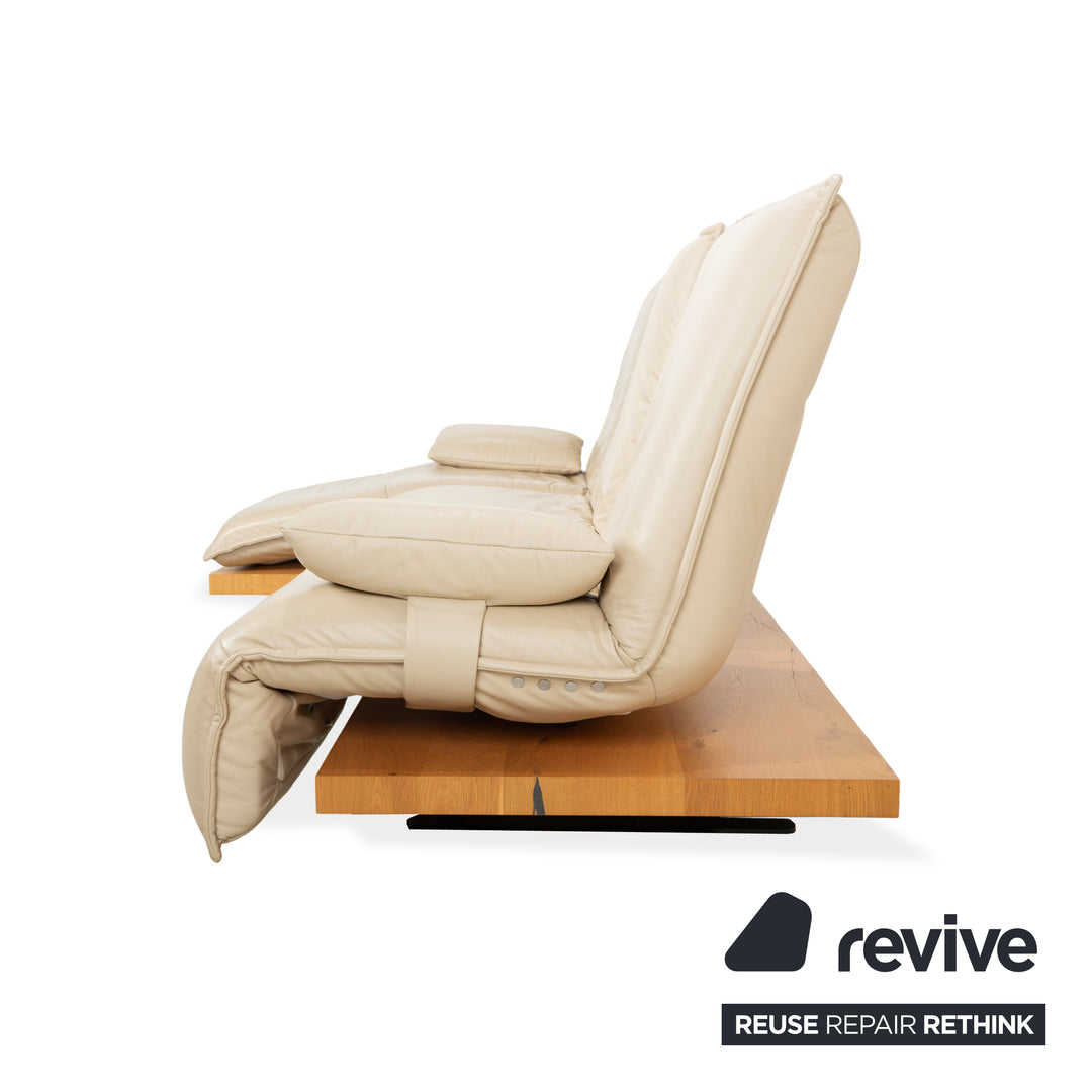 Koinor Epos 2 corner sofa, left-hand version, leather cream, metal feet, three-seater, electric function