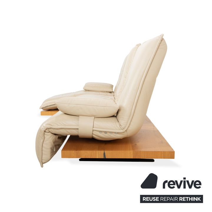 Koinor Epos 2 corner sofa, left-hand version, leather cream, metal feet, three-seater, electric function