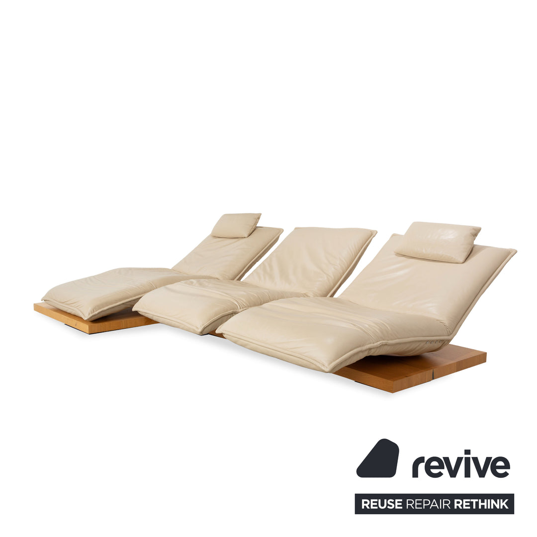 Koinor Epos 2 corner sofa, left-hand version, leather cream, metal feet, three-seater, electric function