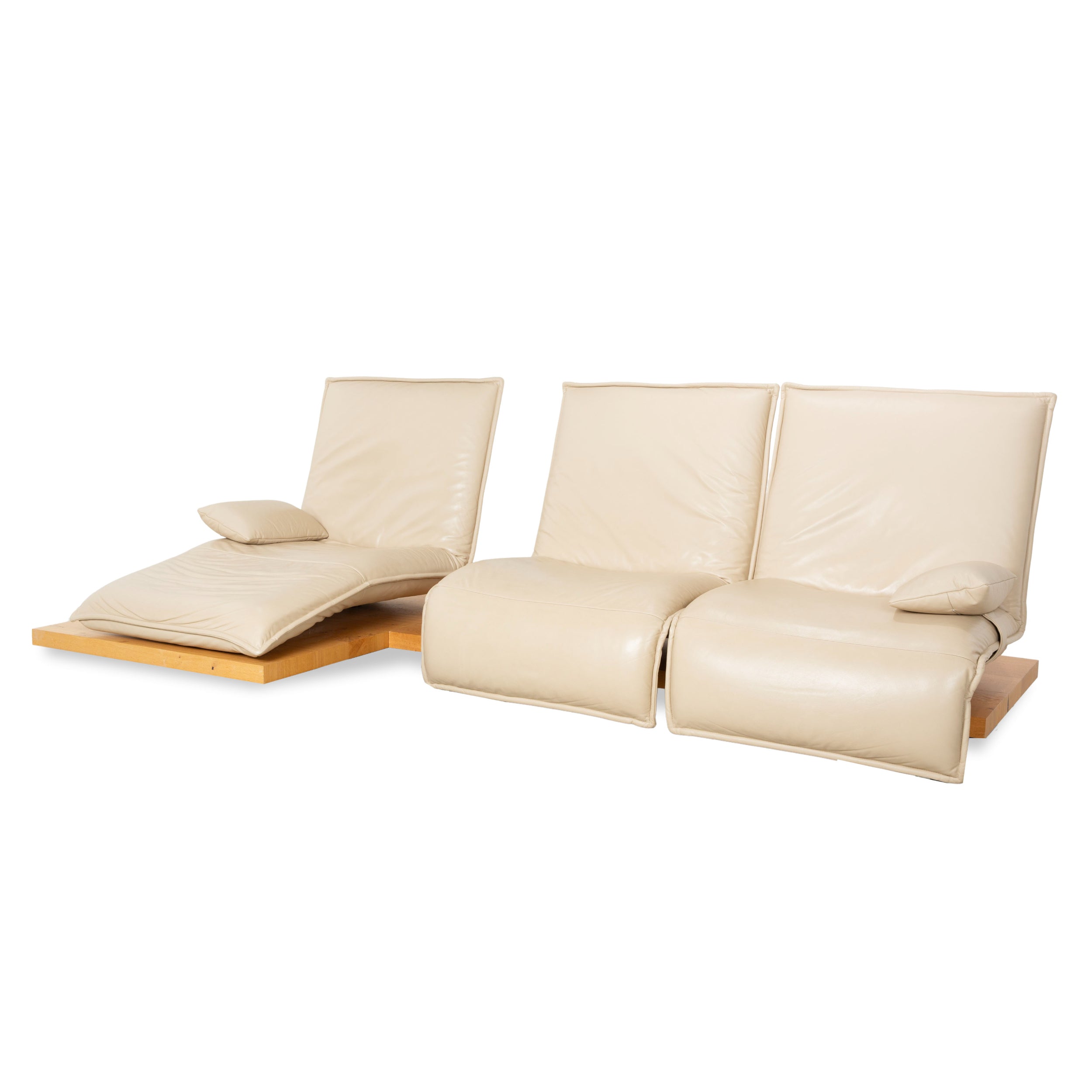 Koinor Epos 2 corner sofa, left-hand version, leather cream, metal feet, three-seater, electric function