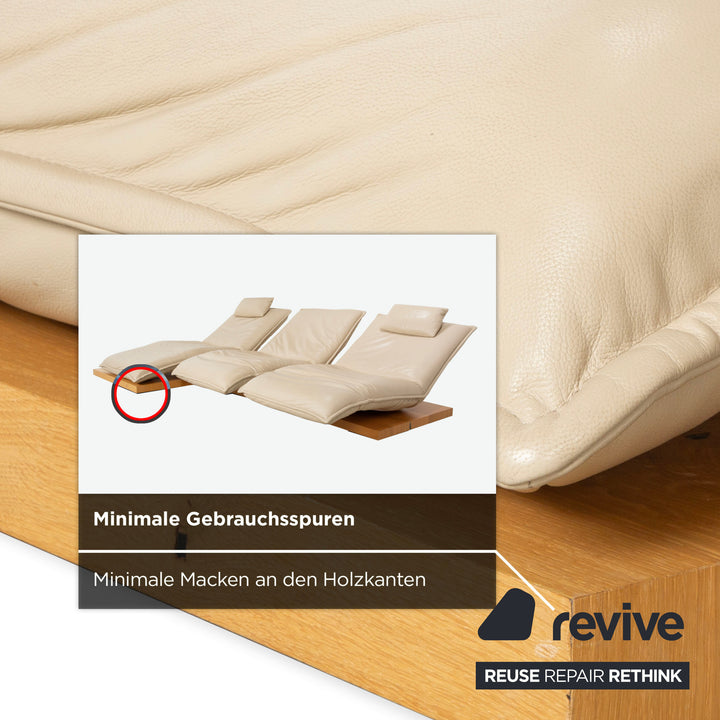 Koinor Epos 2 corner sofa, left-hand version, leather cream, metal feet, three-seater, electric function