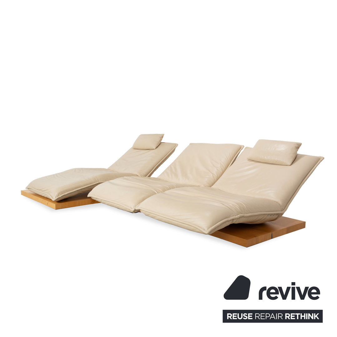 Koinor Epos 2 corner sofa, left-hand version, leather cream, metal feet, three-seater, electric function