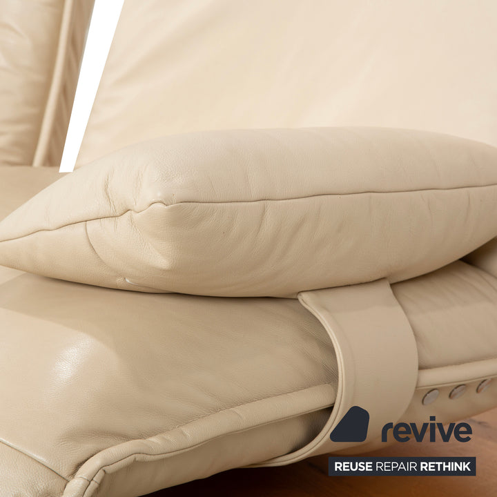 Koinor Epos 2 corner sofa, left-hand version, leather cream, metal feet, three-seater, electric function