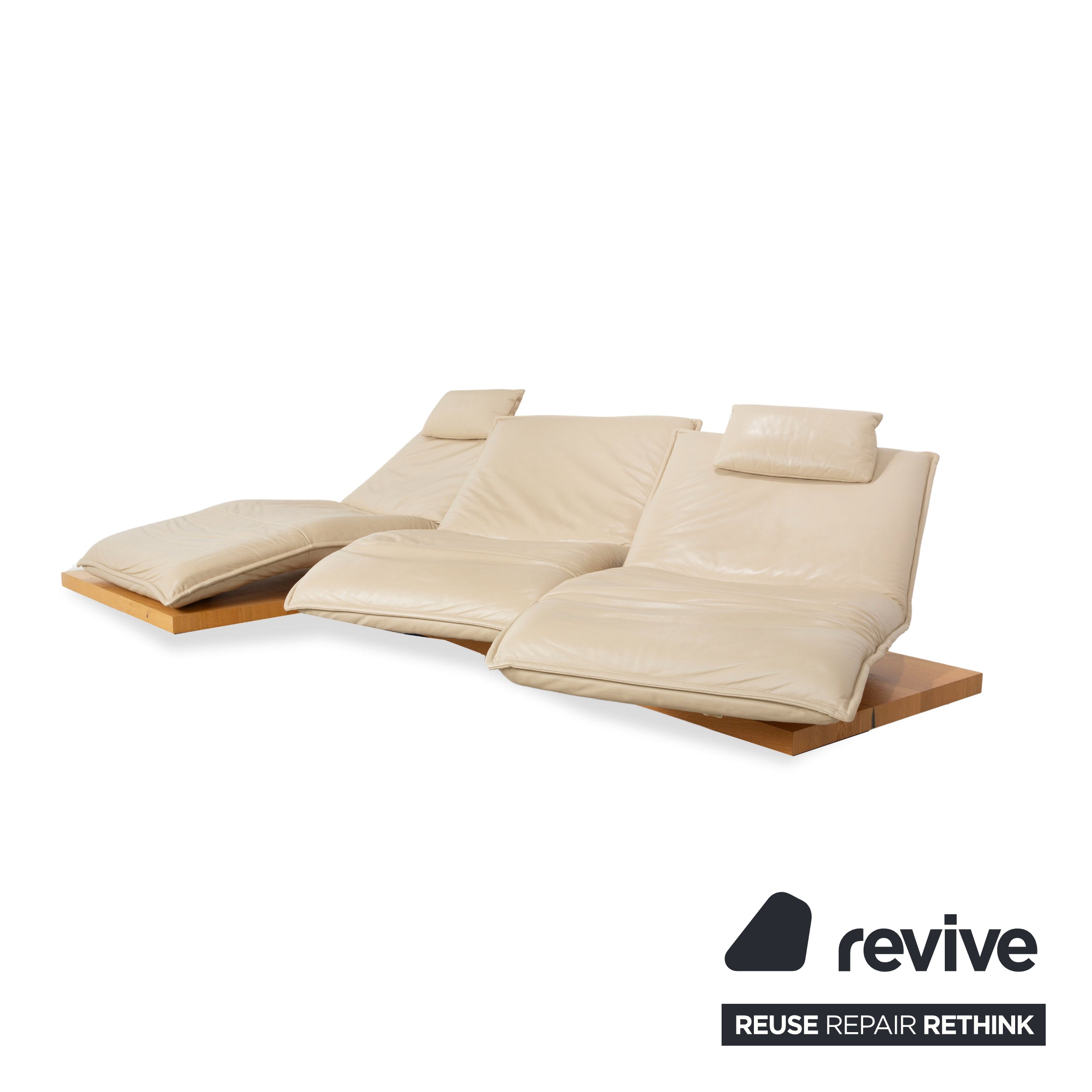 Koinor Epos 2 corner sofa, left-hand version, leather cream, metal feet, three-seater, electric function