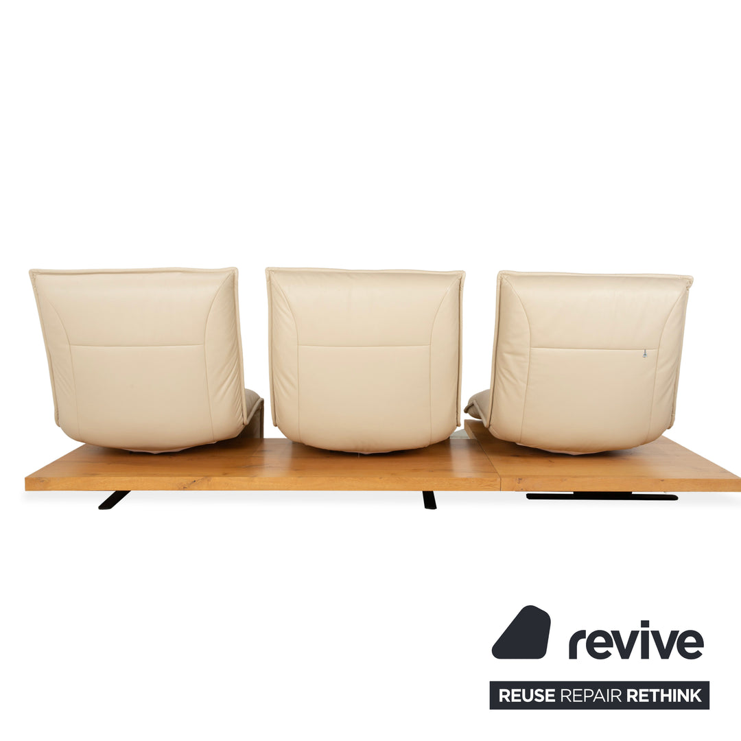 Koinor Epos 2 corner sofa, left-hand version, leather cream, metal feet, three-seater, electric function