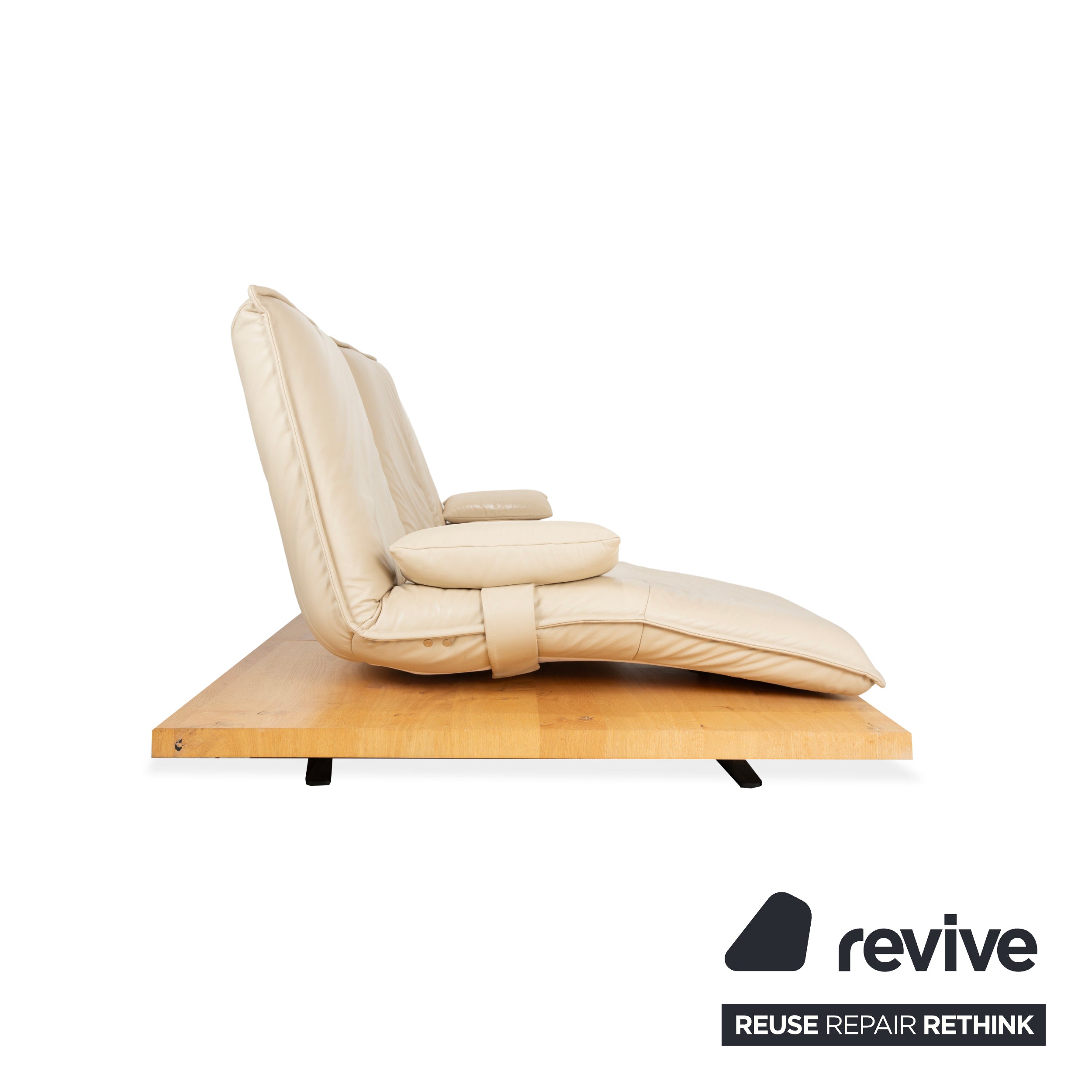 Koinor Epos 2 corner sofa, left-hand version, leather cream, metal feet, three-seater, electric function