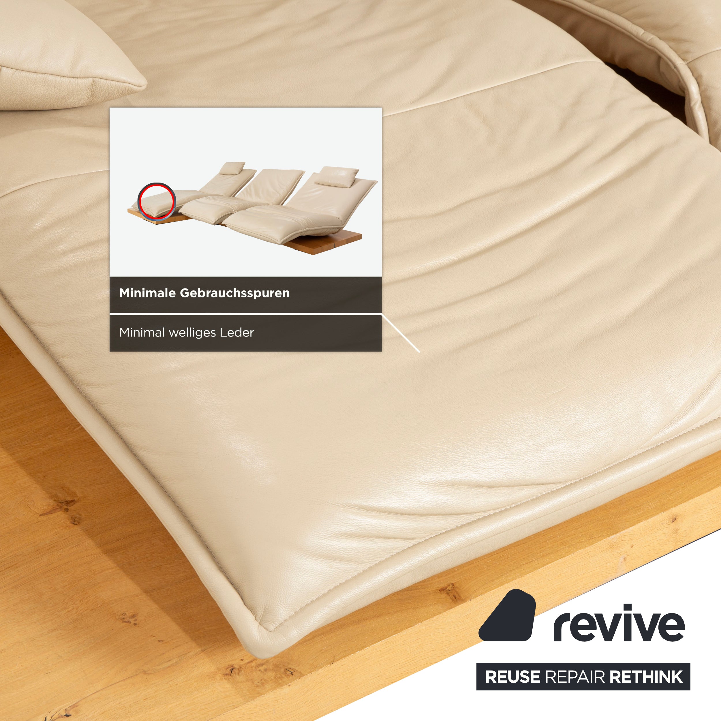 Koinor Epos 2 corner sofa, left-hand version, leather cream, metal feet, three-seater, electric function