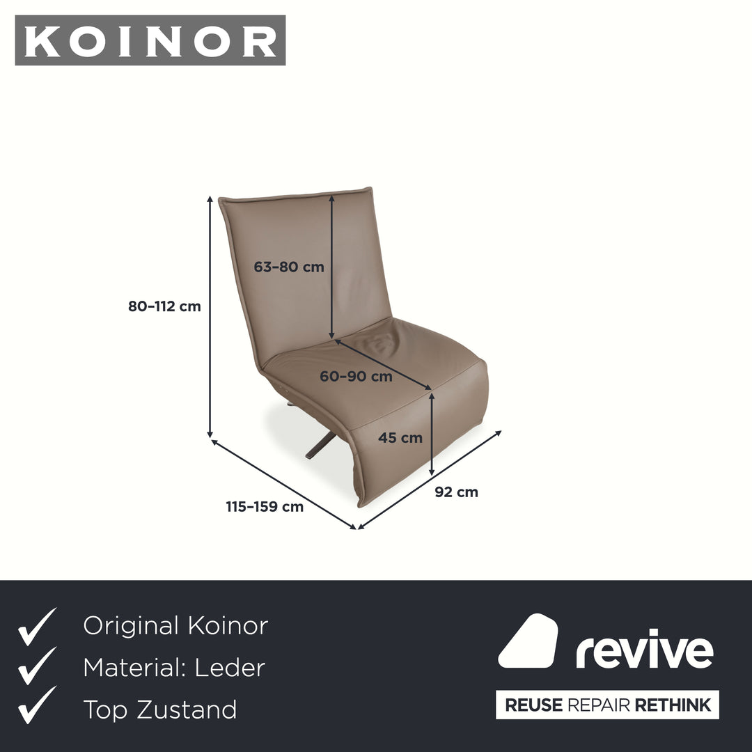 Koinor Epos Leather Armchair Beige Taupe Electric Function Rechargeable Battery