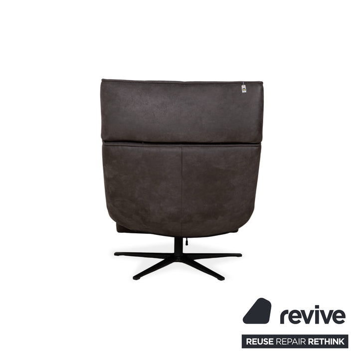 Fauteuil en tissu et bois Koinor Etino, table d'appoint, gris anthracite, ardoise, fonction électrique