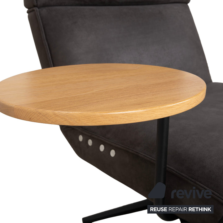 Fauteuil en tissu et bois Koinor Etino, table d'appoint, gris anthracite, ardoise, fonction électrique