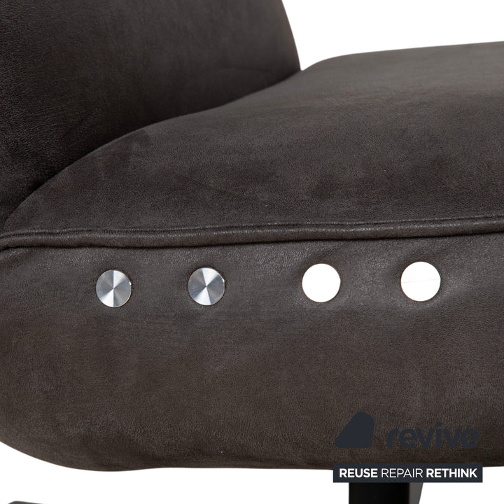 Fauteuil en tissu et bois Koinor Etino, table d'appoint, gris anthracite, ardoise, fonction électrique