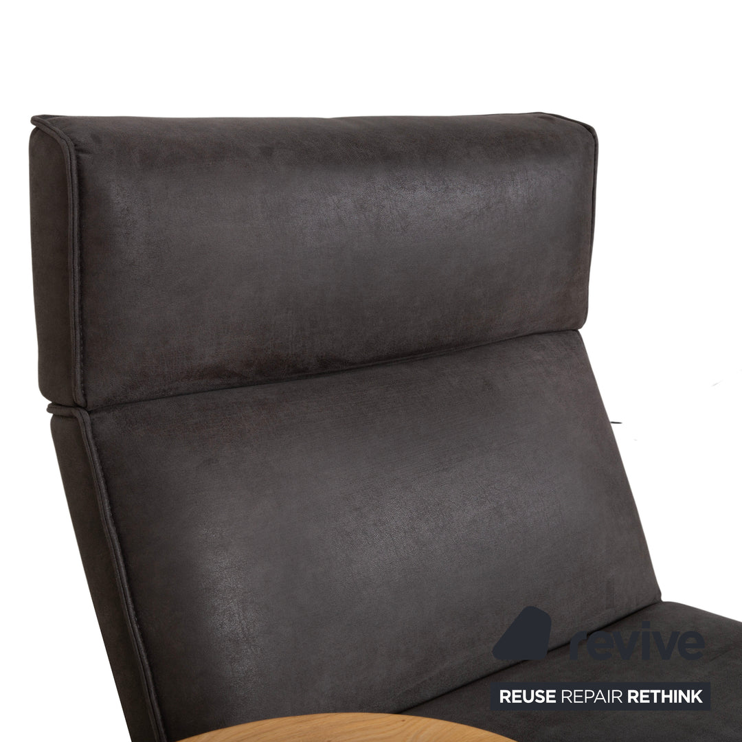 Fauteuil en tissu et bois Koinor Etino, table d'appoint, gris anthracite, ardoise, fonction électrique