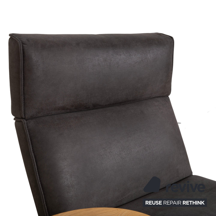 Fauteuil en tissu et bois Koinor Etino, table d'appoint, gris anthracite, ardoise, fonction électrique