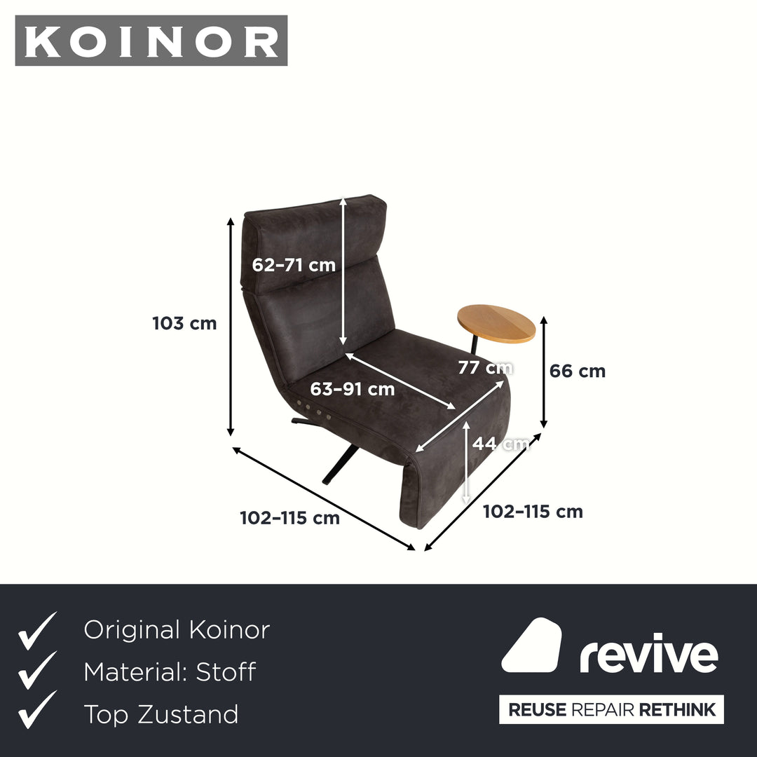 Fauteuil en tissu Koinor Etino, gris anthracite ardoise, fonction électrique
