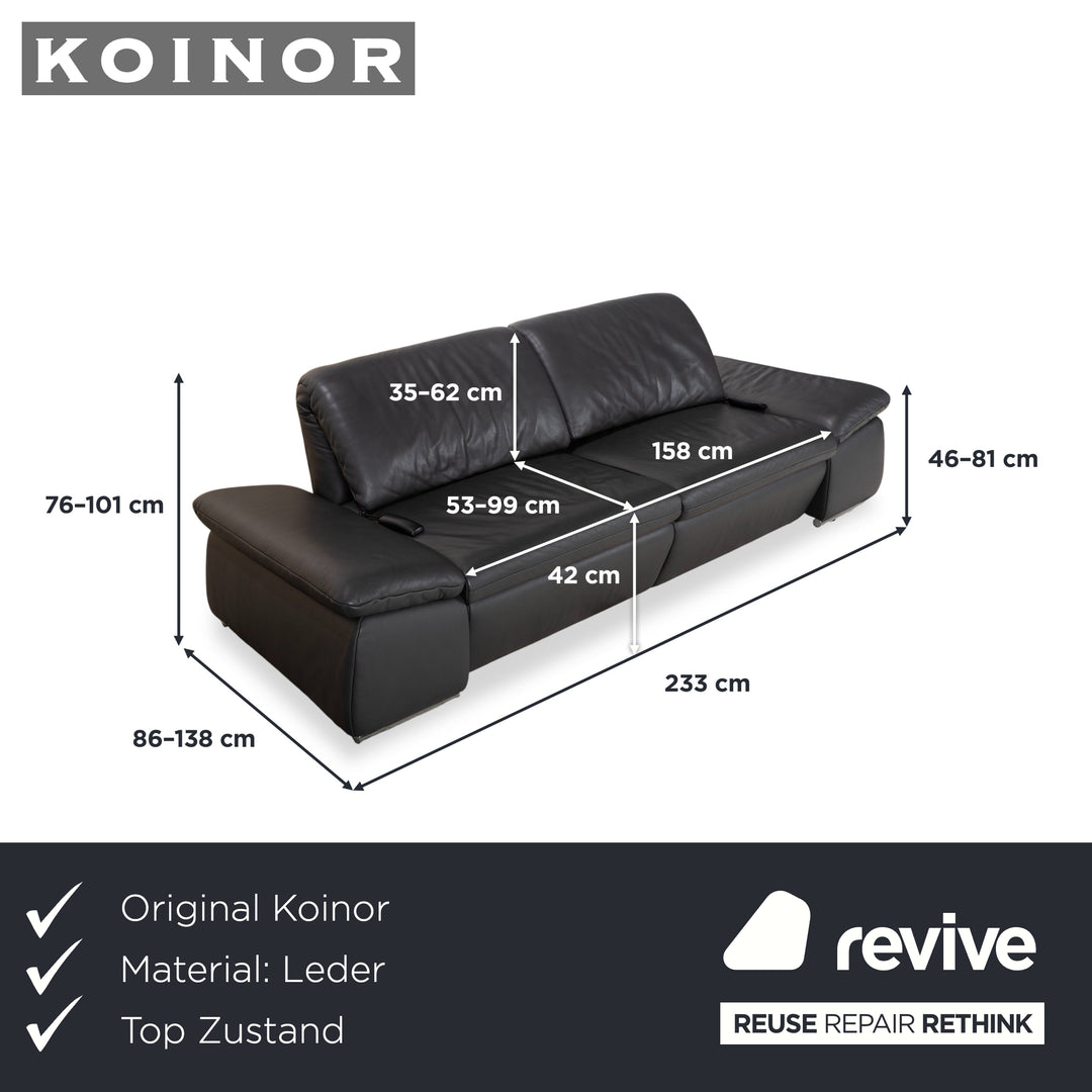 Koinor Evento Leder Dreisitzer Schwarz Sofa Couch elektrische Funktion
