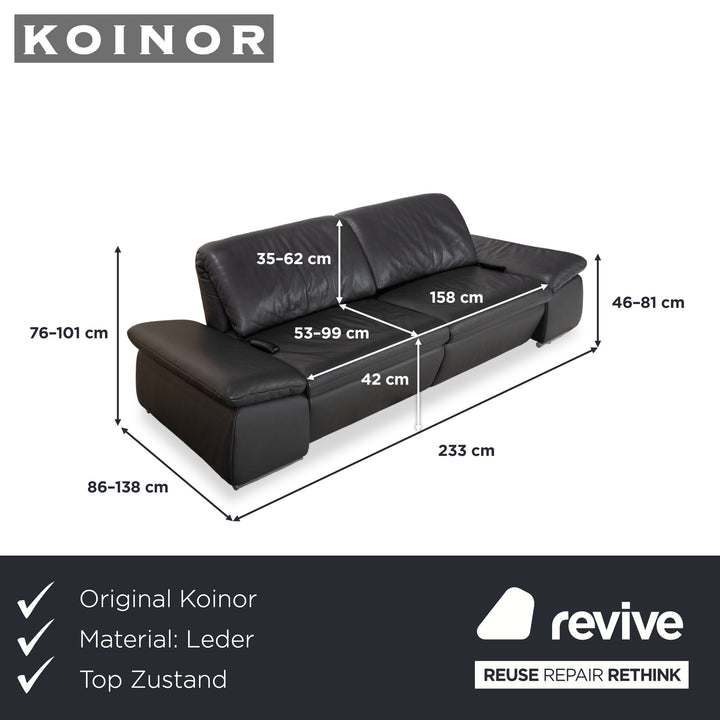 Koinor Evento Leder Dreisitzer Schwarz Sofa Couch elektrische Funktion