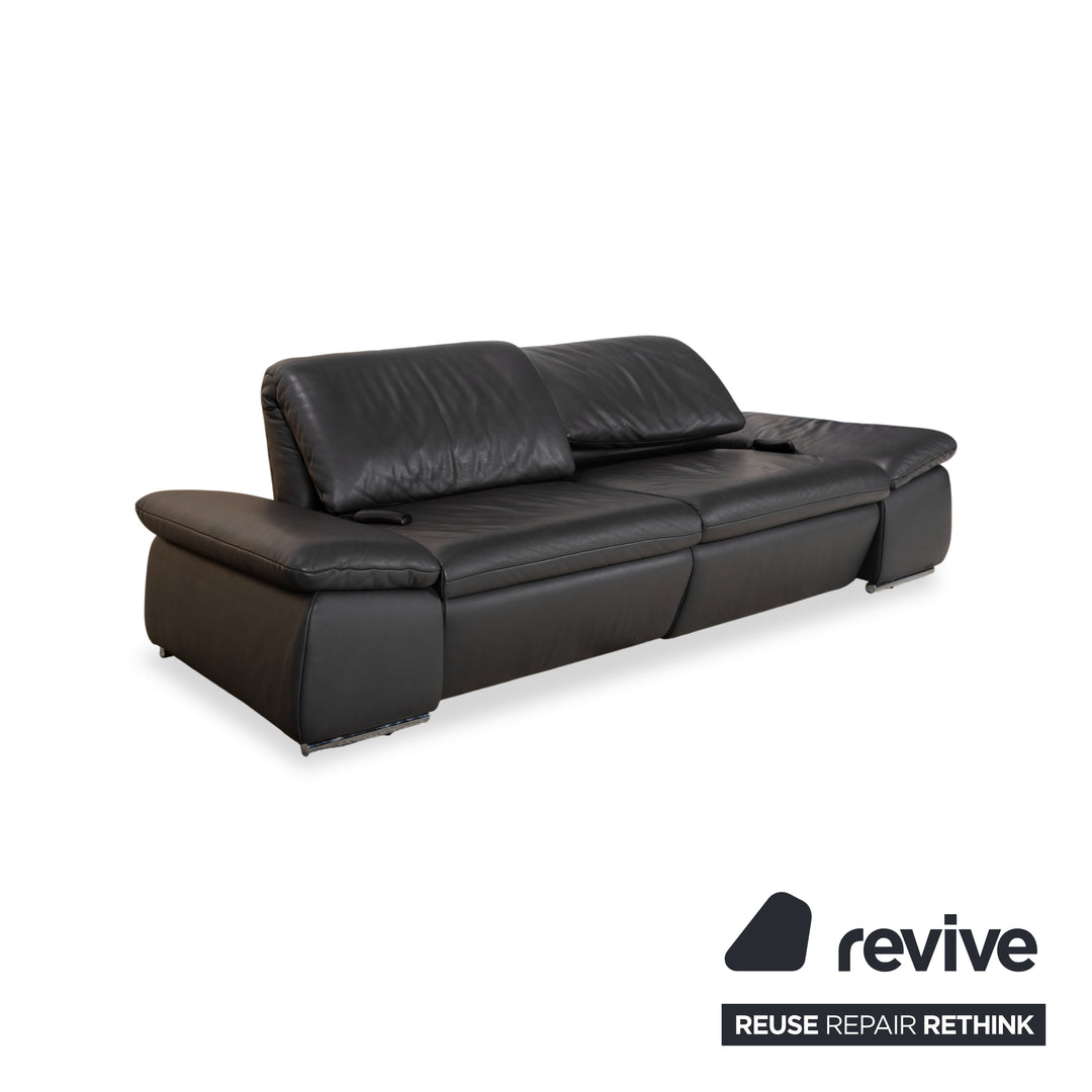 Koinor Evento Leder Dreisitzer Schwarz Sofa Couch elektrische Funktion