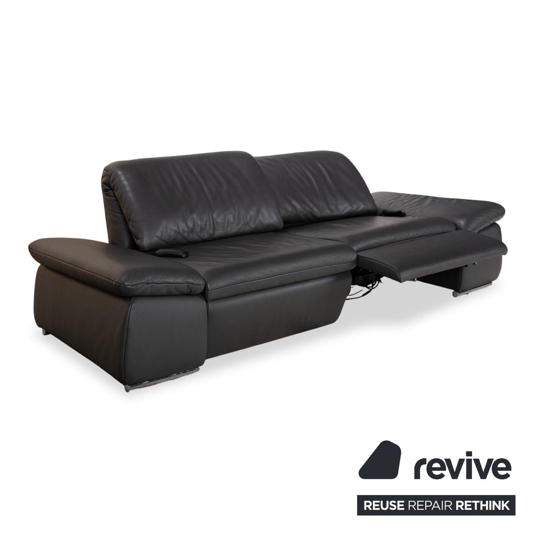 Koinor Evento Leder Dreisitzer Schwarz Sofa Couch elektrische Funktion