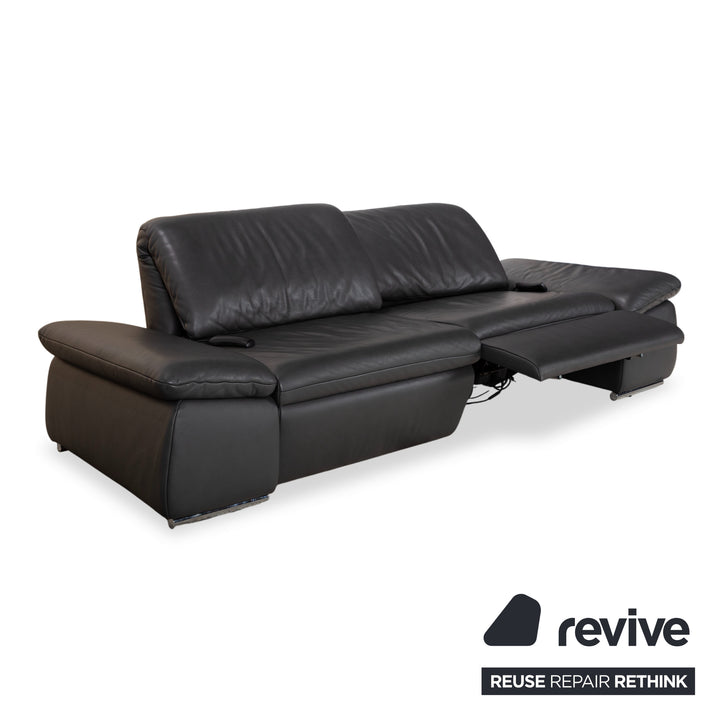 Koinor Evento Leder Dreisitzer Schwarz Sofa Couch elektrische Funktion