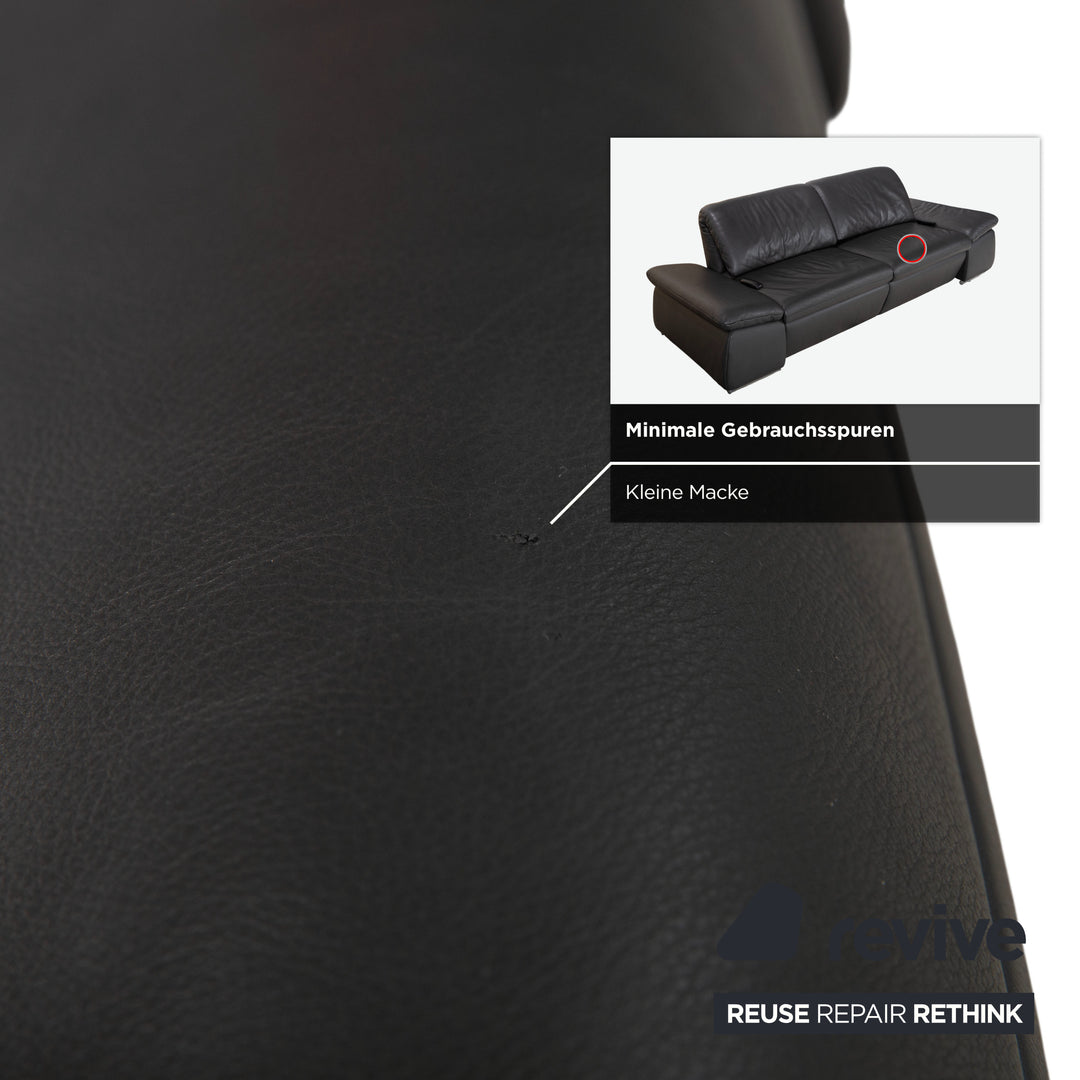 Koinor Evento Leder Dreisitzer Schwarz Sofa Couch elektrische Funktion