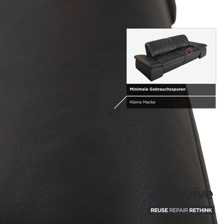 Koinor Evento Leder Dreisitzer Schwarz Sofa Couch elektrische Funktion
