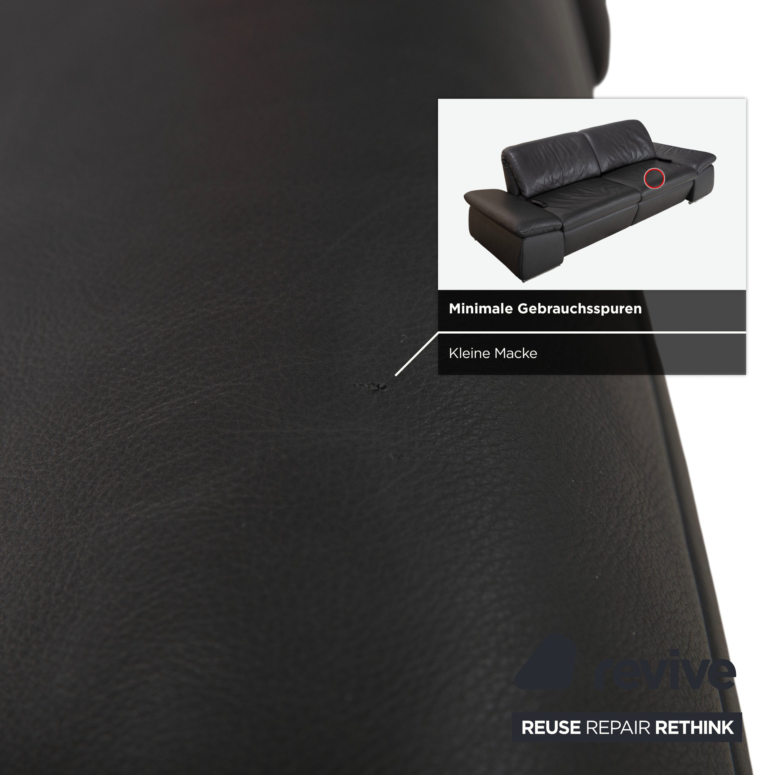 Koinor Evento Leder Dreisitzer Schwarz Sofa Couch elektrische Funktion