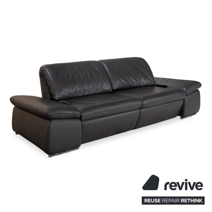 Koinor Evento Leder Dreisitzer Schwarz Sofa Couch elektrische Funktion