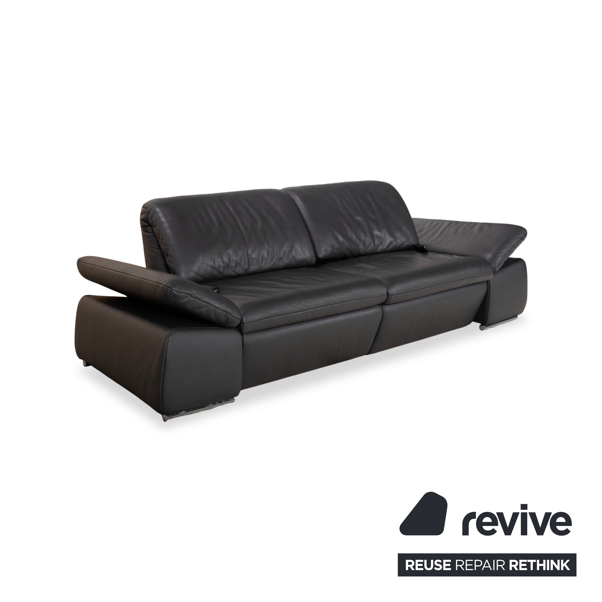 Koinor Evento Leder Dreisitzer Schwarz Sofa Couch elektrische Funktion