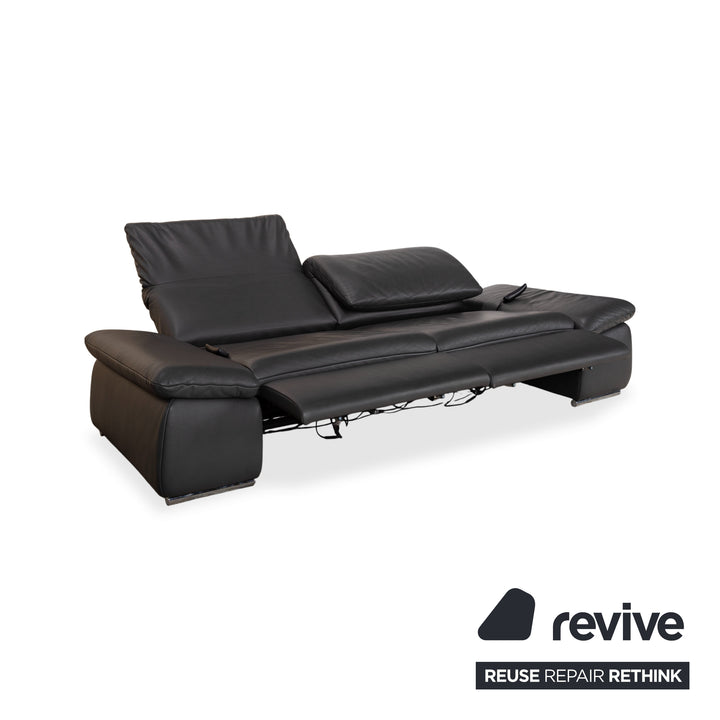Koinor Evento Leder Dreisitzer Schwarz Sofa Couch elektrische Funktion