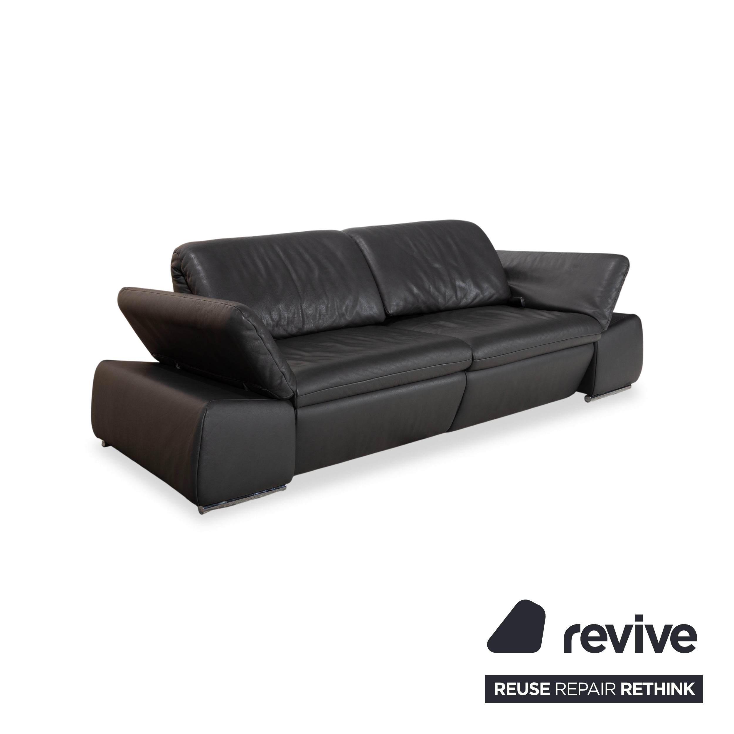 Koinor Evento Leder Dreisitzer Schwarz Sofa Couch elektrische Funktion