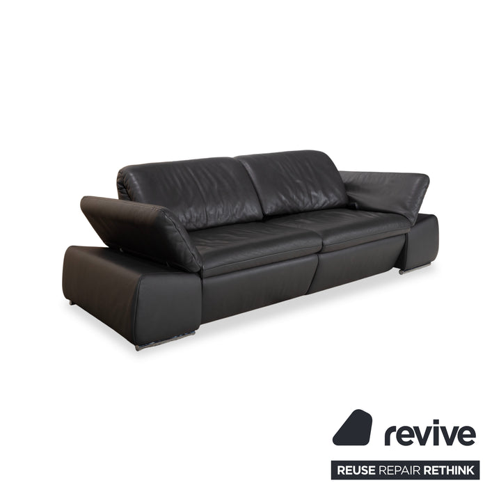 Koinor Evento Leder Dreisitzer Schwarz Sofa Couch elektrische Funktion