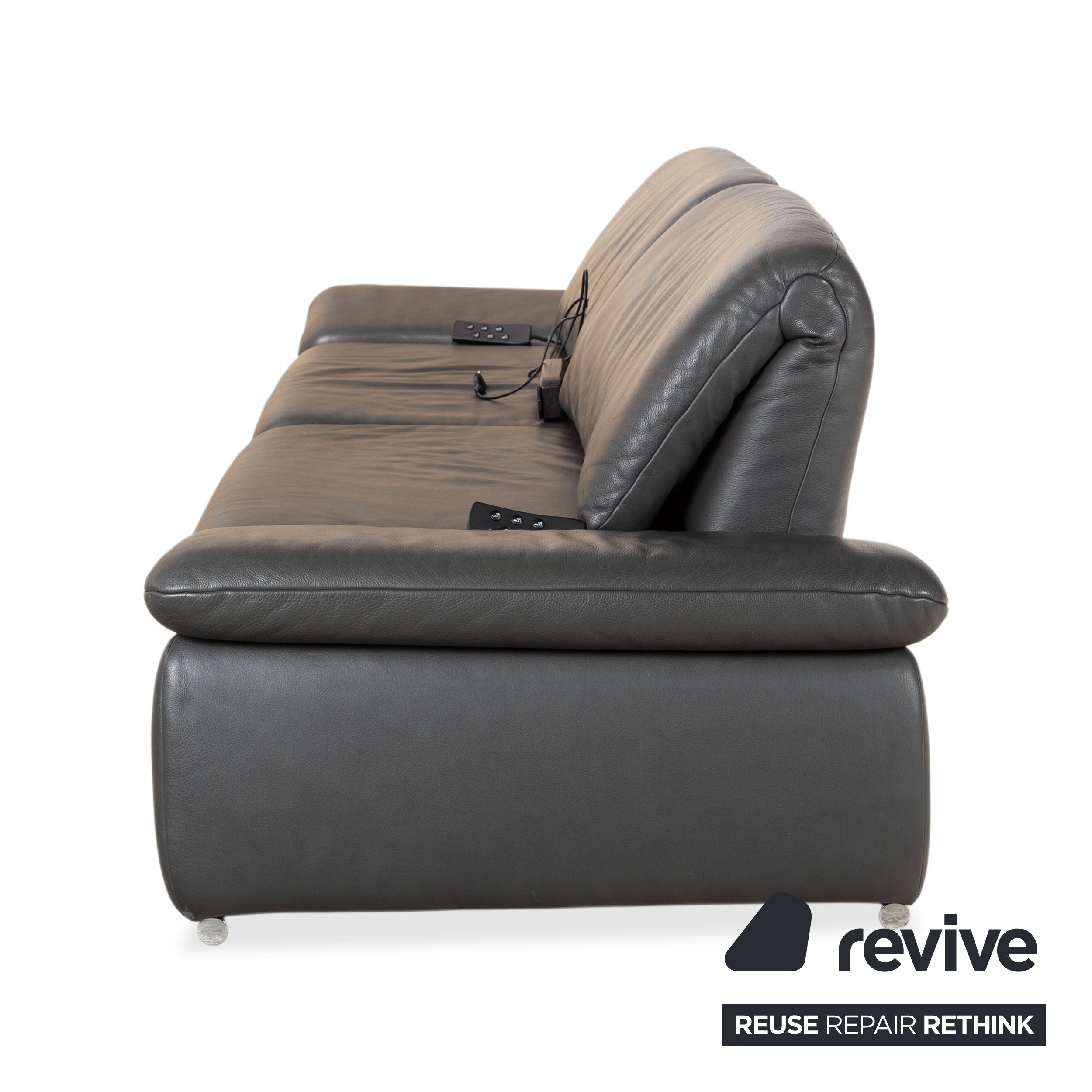 Koinor Evento Leder Dreisitzer Schwarz Sofa Couch elektrische Funktion