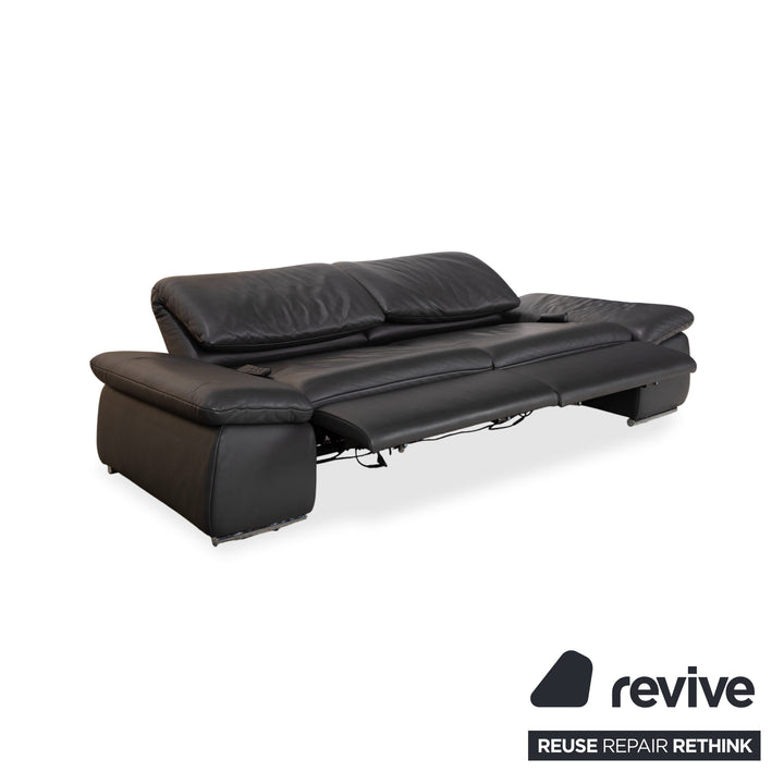 Koinor Evento Leder Dreisitzer Schwarz Sofa Couch elektrische Funktion